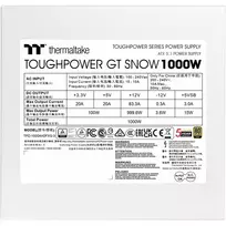 maitinimo blokas 80 plus gold - Thermaltake Toughpower GT 1000W Snow ATX3.1 80 PLUS Gold - 3 nuotrauka