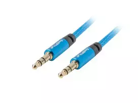 garso adapteriai 3,5 mm - Lanberg Premium Audio Cable Mini Jack 3.5mm Blue 1m - 2 nuotrauka