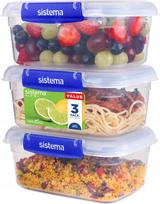 Maisto dėžučių rinkinys Sistema Klip It Plus, 1 l, 17.5 cm x 11.7 cm, skaidri sp., 3 vnt.