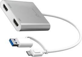 adapteris usb to hdmi - j5create USB-C į dvigubą HDMI kelių monitorių adapteris JCA365-N Sidabrinis (Silver) - 1 nuotrauka