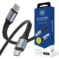 usb c kabelis - 3mk Hyper Cable N-SERIES USB-C to Micro USB 1m QC 3.0 5V/2A 10W Juodas (Black) - 1 nuotrauka