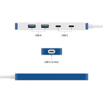 blue drives - Targus Hyper HyperDrive Flex 4 Port USB-C Combo Hub, Baltas/Mėlynas (White/Blue) ,  HD5200BUGL - 2 nuotrauka