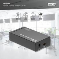 hdmi imtuvas - Digitus HDMI IP Extender Receiver, Full HD, Juodas (Black) / DS-55518 - 4 nuotrauka