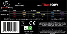 psu 500w - Rebeltec TITAN 500W ATX Juodas (Black) - 3 nuotrauka