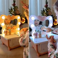 medinis grozio rinkinys - Tooky Toys makiažo staliukas „Drugelis“ su LED apšvietimu - 9 nuotrauka