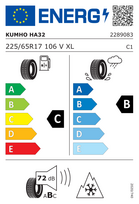 padangos 225 65 r17 - Kumho Solus 4S HA32 225/65 R17 106V XL - 2 nuotrauka