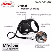 suns pavadeliais - FLEXI ištraukiamas pavadėlis Black Design M su 5 m juosta, juodos spalvos - 6 nuotrauka
