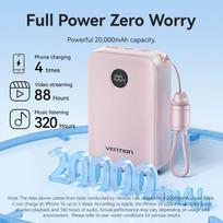 power bank 20000mah 22.5w - Vention FKBP0-C 20000mAh 22.5W rožinė - 5 nuotrauka