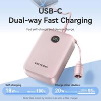 power bank 20000mah 22.5w - Vention FKBP0-C 20000mAh 22.5W rožinė - 6 nuotrauka