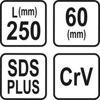 perforatorius kaltas - Sthor 23594 Kaltas plokščias 60x14x250 mm SDS-plus - 2 nuotrauka