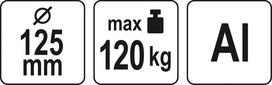 stiklas 2 mm - YATO Prisisiurbiantis kėliklis YT-37236, 2 x 125 mm, 120 kg - 2 nuotrauka