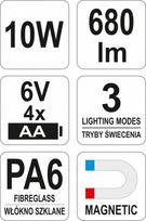 led prozektoriai nesiojami - Yato YT-81821 LED Nešiojamas Prožektorius 10W 680lm - 3 nuotrauka