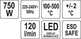 500 500 - Yato YT-82457, 750W - 2 nuotrauka