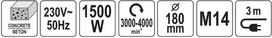 min 1 - YATO YT-82163 Betono šlifuoklis 180mm su stovu - 2 nuotrauka
