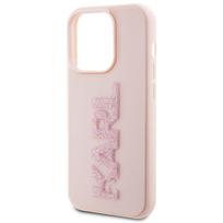 iphone 15 pro max deklas apple - Karl Lagerfeld "KLHCP15X3DMBKCP 3D Rubber Glitter Logo iPhone 15 Pro Max" Pink - 4 nuotrauka