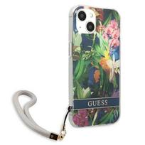 iphone 13 mini deklas - Guess "Flower Strap iPhone 13 mini" Blue - 5 nuotrauka