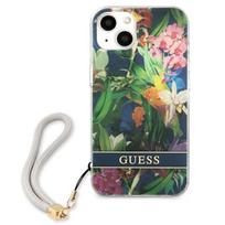 iphone 13 mini deklas - Guess "Flower Strap iPhone 13 mini" Blue - 6 nuotrauka
