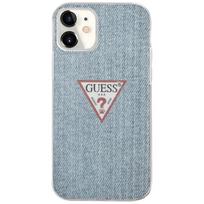 iphone 12 mini dekliukas - Nugarėlės dėklas Guess iPhone 12 5.4'' PC/TPU Denim Triangle Cover Light Blue - 4 nuotrauka