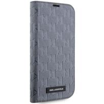 telefono deklas iphone 14 pro max - Karl Lagerfeld "Saffiano Monogram Book Case iPhone 14 Pro Max" Silver - 5 nuotrauka