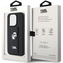 telefonu deklai iphone silikoniniai - Karl Lagerfeld "Gripstand Saffiano Karl and Choupette Pins iPhone 15 Pro" Black - 3 nuotrauka