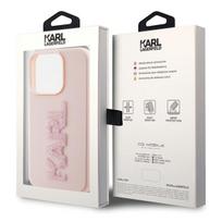 iphone 15 rozinis - Karl Lagerfeld "KLHCP15L3DMBKCP 3D Rubber Glitter Logo iPhone 15 Pro" Pink - 2 nuotrauka