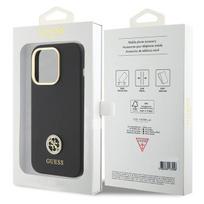 15 pro silicone case - Guess "Liquid Silicone 4G Strass Metal Logo Case iPhone 15 Pro" Black - 2 nuotrauka