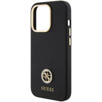 15 pro silicone case - Guess "Liquid Silicone 4G Strass Metal Logo Case iPhone 15 Pro" Black - 4 nuotrauka