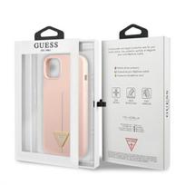 dekliukas iphone 13 mini - Guess "Silicone Line Triangle Case iPhone 13 mini" Pink - 2 nuotrauka