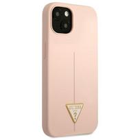dekliukas iphone 13 mini - Guess "Silicone Line Triangle Case iPhone 13 mini" Pink - 4 nuotrauka
