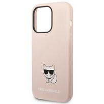 iphone 14 silikoninis deklas - Karl Lagerfeld "Silicone Choupette Body iPhone 14 Pro Max" Light Pink - 4 nuotrauka