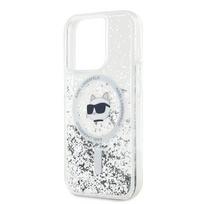 telefono deklas karl lagerfeld - Karl Lagerfeld "Liquid Glitter Choupette Head Magsafe iPhone 15 Pro" Transparent - 4 nuotrauka