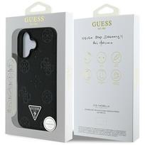 iphone 16 deklas guess - Guess Grained Hot Stamp Peony Triangle Logo MagSafe Dėklas Apple iPhone 16 - Juodas (Black) - 2 nuotrauka