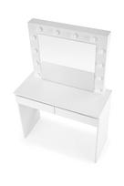 kosmetinis staliukas baltas led - Kosmetinis staliukas Hollywood, baltas, 94 cm x 43 cm x 140 cm, su veidrodžiu - 2 nuotrauka