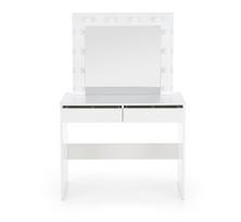 kosmetinis staliukas baltas led - Kosmetinis staliukas Hollywood, baltas, 94 cm x 43 cm x 140 cm, su veidrodžiu - 3 nuotrauka