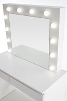 kosmetinis staliukas baltas led - Kosmetinis staliukas Hollywood, baltas, 94 cm x 43 cm x 140 cm, su veidrodžiu - 6 nuotrauka
