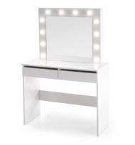 kosmetinis staliukas baltas led - Kosmetinis staliukas Hollywood, baltas, 94 cm x 43 cm x 140 cm, su veidrodžiu - 8 nuotrauka