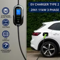 type type2 - Qoltec Mobile EV 2in1 Type 2 11kW 400V - 9 nuotrauka