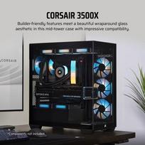 atx korpusai - „Corsair 3500X RS-R“ kompiuterio korpusas, „Mid-Tower“, E-ATX, RGB, grūdintas stiklas - juodas - 5 nuotrauka