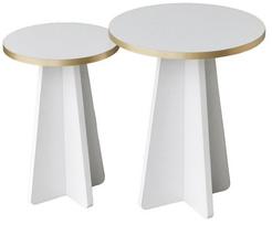 Kavos staliukų komplektas Kalune Design Mushroom 2, aukso sp./balta sp., 40 cm x 40 cm x 50 cm, 2 vnt.