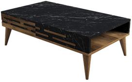 Kavos staliukas Kalune Design Valensiya, balta sp./juoda sp./riešuto sp., 105 cm x 60 cm x 34.6 cm