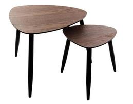kavos stalas 60 - Kavos staliukų komplektas Atmosphera Mileo, juoda sp./riešuto sp., 40 - 60.5 cm x 60.5 cm x 40 - 48 cm - 1 nuotrauka