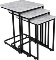 Kavos staliukų komplektas Kalune Design Ce Metal Zigon 9404, balta sp./juoda sp., 46 cm x 41 cm x 59 cm, 3 vnt.