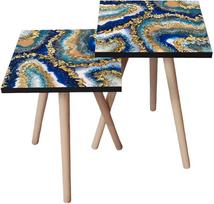 Kavos staliukų komplektas Kalune Design 2SHP73, mėlyna sp./įvairių spalvų, 35 cm x 35 cm x 47 cm