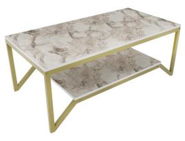Kavos staliukas Kalune Design Flora, aukso sp./balta sp., 120 cm x 60 cm x 45.8 cm
