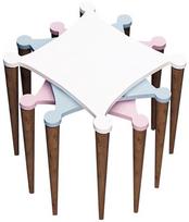 Kavos staliukas Kalune Design Tremo 3 Pcs, balta sp./riešuto sp./rožinė sp., 50 cm x 50 cm x 58 cm