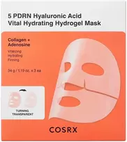 lakstines veido kaukes - COSRX 5 PDRN Hyaluronic Acid Vital Hydrating Hydrogel Mask, 34 g x 3 vnt. - 1 nuotrauka