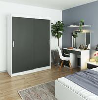 ermitazas veidrodziai - Spinta Akord 150 CLP, balta/pilka, 60 cm x 150 cm x 200 cm, su veidrodžiu - 2 nuotrauka