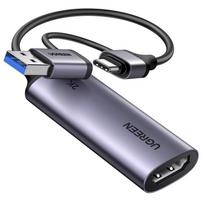 usb capture video - Ugreen Vaizdo įrašymo adapteris 2K@30Hz HDMI -> USB-A/USB-C Juodas (Black) - 2 nuotrauka