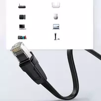 plokscias utp - Ugreen NW102 Plokščias tinklo laidas RJ45, Cat.6, UTP, 8m Juodas (Black) - 3 nuotrauka