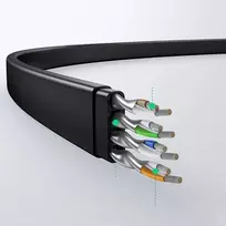 plokscias utp - Ugreen NW102 Plokščias tinklo laidas RJ45, Cat.6, UTP, 8m Juodas (Black) - 5 nuotrauka